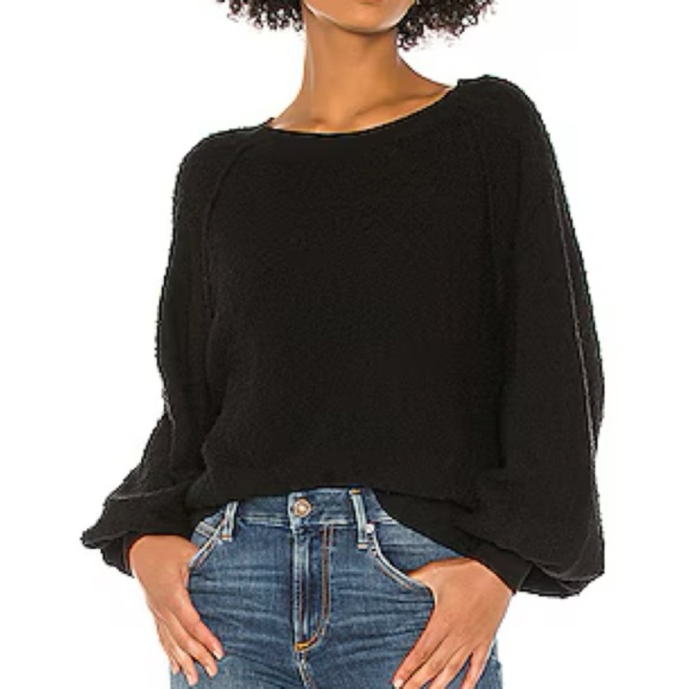 Free People Textured Black Crew Neck Sweater (found my friend)